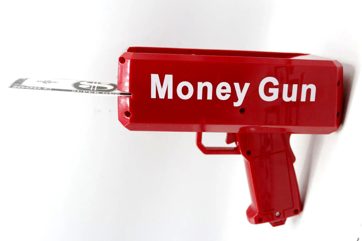 Rain Money Gun_ Paper Playing Spray Money Toy Gun_, Prop Money Gun(red color)