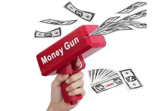 Rain Money Gun_ Paper Playing Spray Money Toy Gun_, Prop Money Gun(red color)