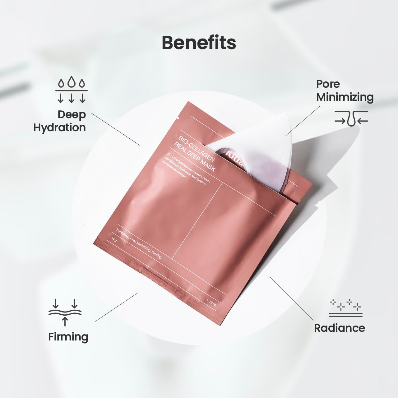 1 Pc Bio-Collagen Real Deep Mask, Hydrating Over Night, Facial Sheet Mask, Pore Minimising, Firming, Collagen Mask, Hydrating Overnight Skin Care Mask