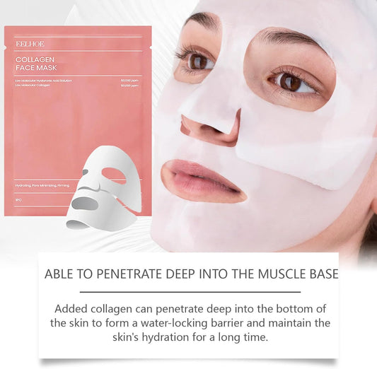 1 Pc Bio-Collagen Real Deep Mask, Hydrating Over Night, Facial Sheet Mask, Pore Minimising, Firming, Collagen Mask, Hydrating Overnight Skin Care Mask
