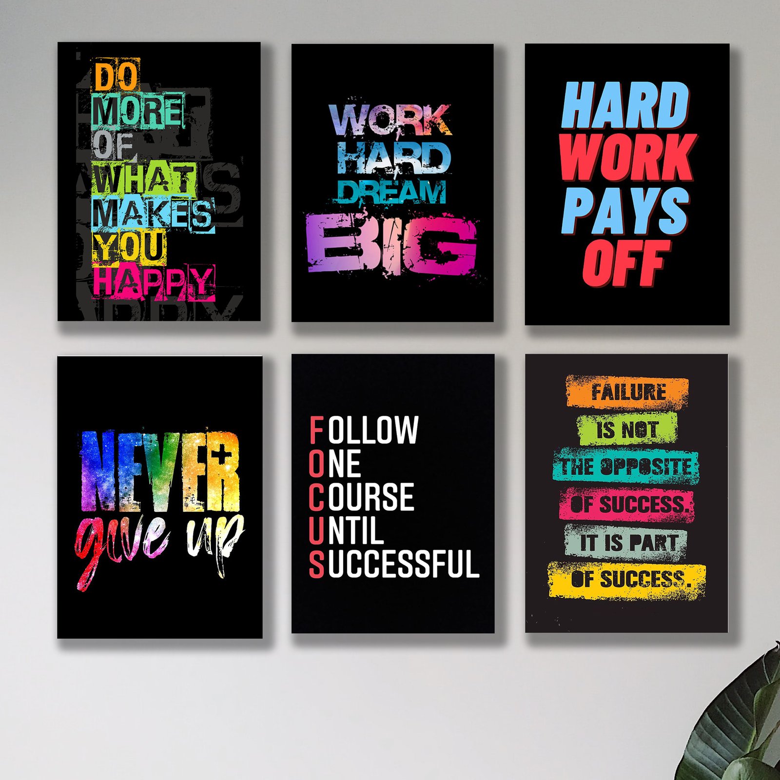 set of 6 Motivational sticky canvas frames for wall decore / sticky phototiles - Image 2