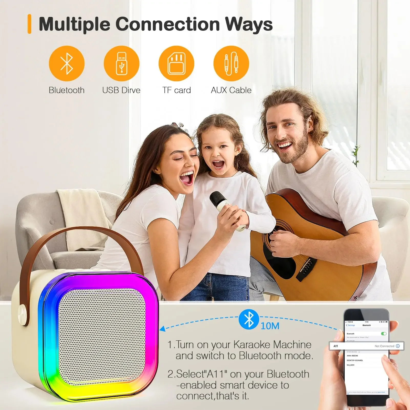 Mini Portable Karaoke Bluetooth Speaker with 2 Mike Audio Integrated Microphone Home Karaoke Wireless Bluetooth… - Image 5