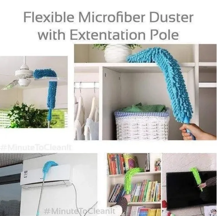 Fan Duster Flexible Micro Fiber Duster With Telescopic Stainless Steel Handle for Fan Cleaning Specially (random… - Image 2