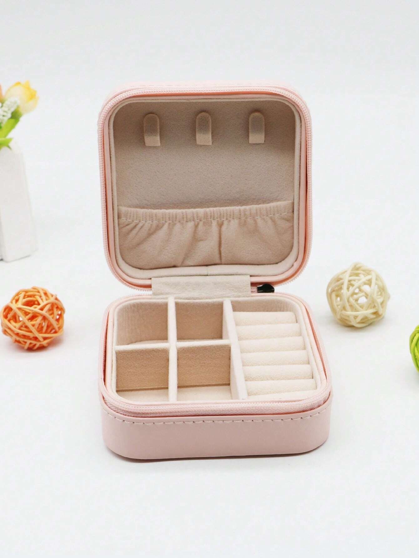 Jewelry Storage Box leather Jewelry Stand Earrings Ring Box Cosmetics Beauty Container Organizer (random color) - Image 4