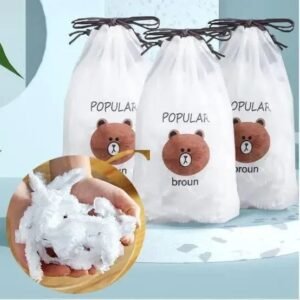 100Pcs - Disposable Food Cover Plastic Shopper Bags Elastic Bow Food Storage Wraps Fresh Keeping Bowls Plates…