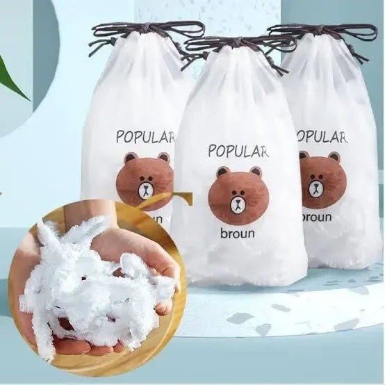 100Pcs - Disposable Food Cover Plastic Shopper Bags Elastic Bow Food Storage Wraps Fresh Keeping Bowls Plates…
