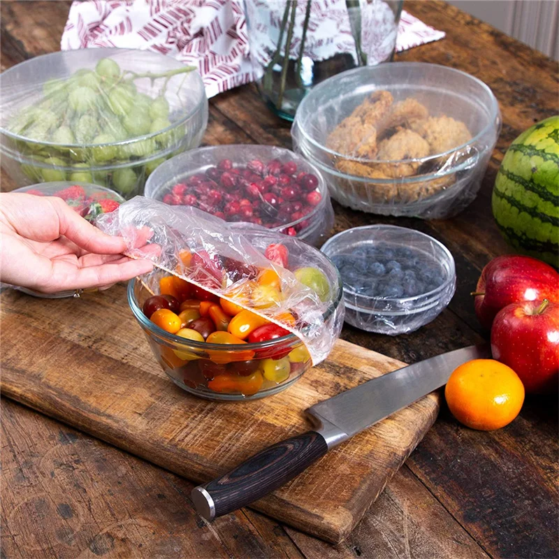 100Pcs - Disposable Food Cover Plastic Shopper Bags Elastic Bow Food Storage Wraps Fresh Keeping Bowls Plates… - Image 4