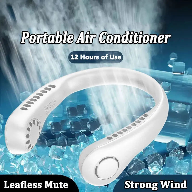 Mini Neck Portable No Bladeless Hanging Neck Rechargeable Air Cooler Mini Summer Sport Fan (Random Colors) - Image 5