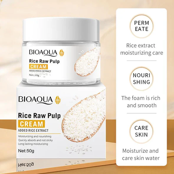 BIOAQUA Rice Raw Pulp Facial Cream - Moisturizing Face Cream 50g - Image 3
