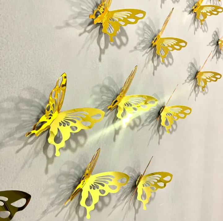 10 Pcs 3d Butterfly Mirror Acrylic Wall Art Laser Cut DIY Design Decoration Piece for Home Decor Living Room and…