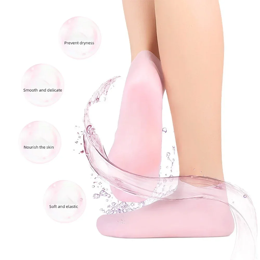 (Combo Pack) Moisturizing Glove and Socks Set, Silicone Gel Spa Socks For Dry Cracked Skin & Silicone Jelly Socks… - Image 3