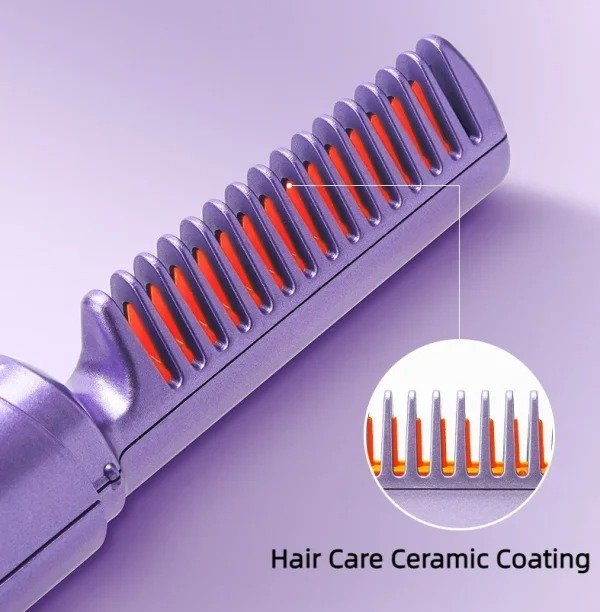 2 - in - 1 Hair Styling Brush, Straightener, Curler Comb Random Color - Image 2