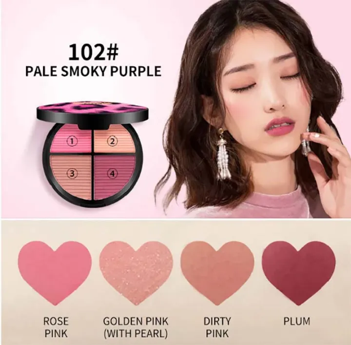 Kaxier New Four Color Blusher dyeing plates for professional pink console Makeup