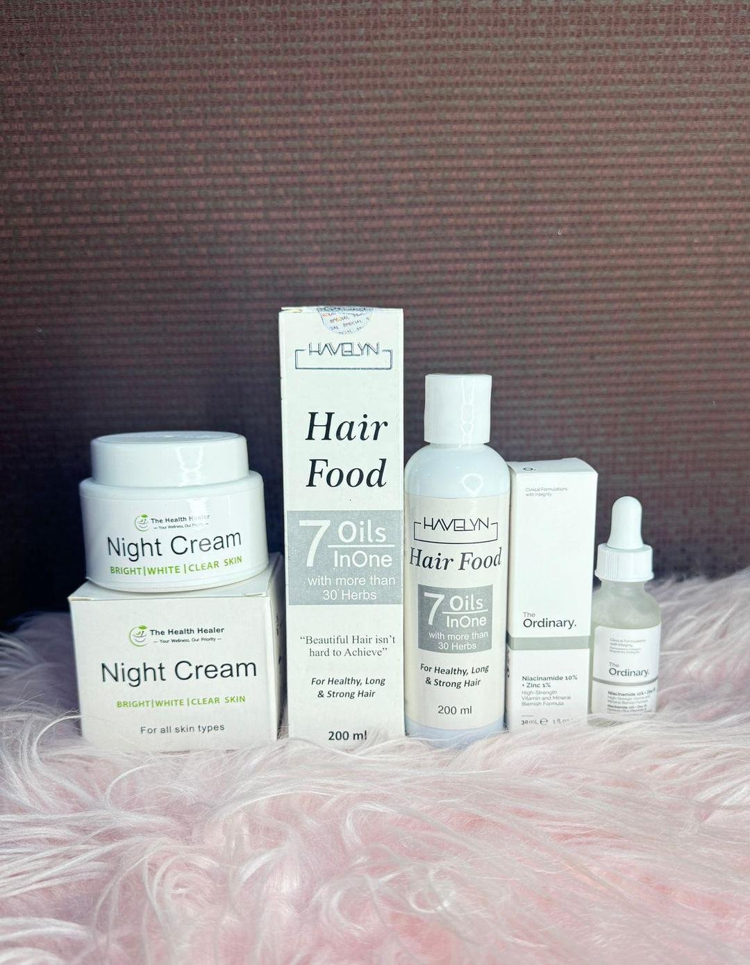 3 in 1 Skin Care, Hair Care Bundle - Hair Oil, Night Creams and Niacinamide Serum - Image 3