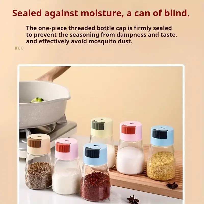Sealed Seasoning quantitative Bottle salt pepper condiment Dispenser Glass Spice Jar | Salt Control Bottle Press… - Image 2