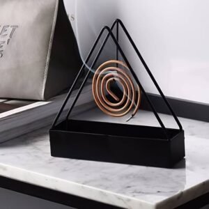 1 Pcs Simple Triangle - shaped Iron Mosquito Coil Holder Creative Hanging Or Standing Incense Burner Only Black