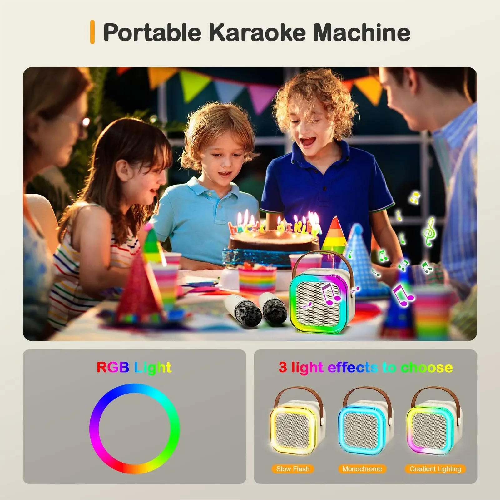 Mini Portable Karaoke Bluetooth Speaker with 2 Mike Audio Integrated Microphone Home Karaoke Wireless Bluetooth… - Image 3