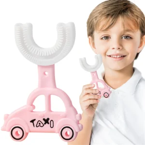 Silicon Toothbrush taxi design Portable Hand - Held Shaped Infant Soft Bristle 360 Degrees for kids (random color)