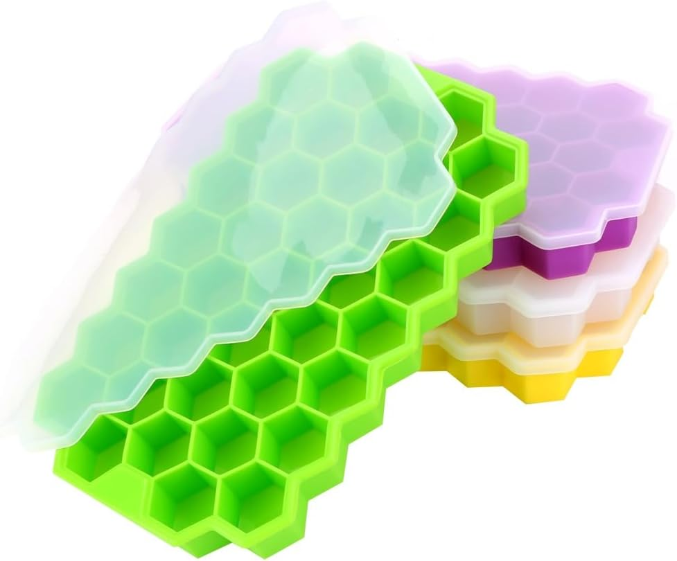 Silicone Ice Cube Tray 37 Grid Ice Cube Mold with Lid Honeycomb Ice Maker Reusable Ice Container for Coffee Juice… - Image 2