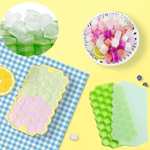 Silicone Ice Cube Tray 37 Grid Ice Cube Mold with Lid Honeycomb Ice Maker Reusable Ice Container for Coffee Juice… - Image 3