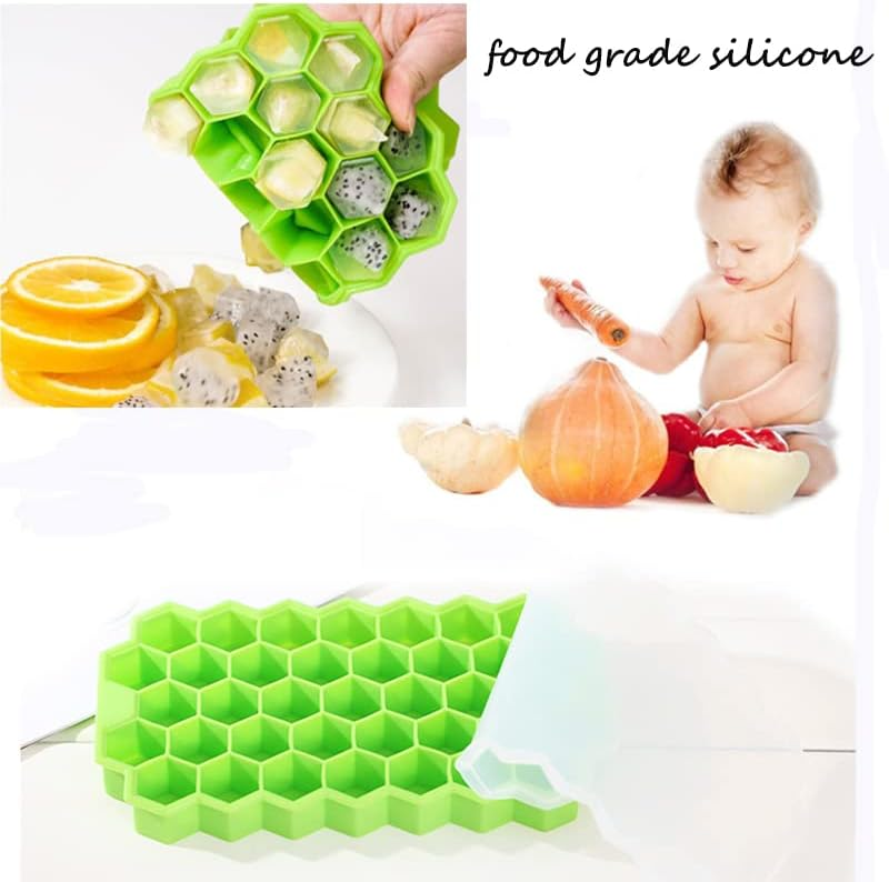 Silicone Ice Cube Tray 37 Grid Ice Cube Mold with Lid Honeycomb Ice Maker Reusable Ice Container for Coffee Juice… - Image 5