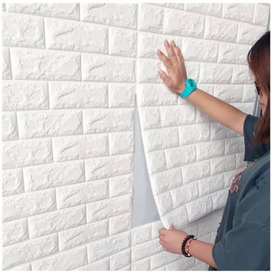 (1piece )3d Wall Stickers Faux Brick White Brick | Bedroom Home Decor Waterproof Self Adhesive Living Room… - Image 3
