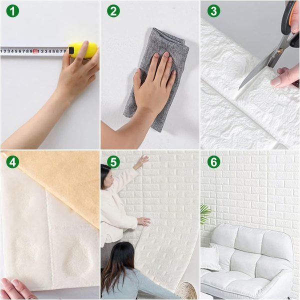 (1piece )3d Wall Stickers Faux Brick White Brick | Bedroom Home Decor Waterproof Self Adhesive Living Room…