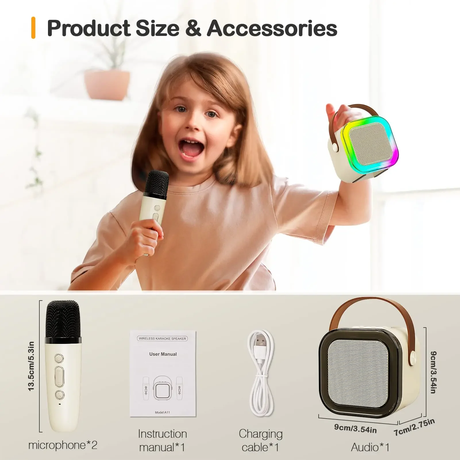 Mini Portable Karaoke Bluetooth Speaker with 2 Mike Audio Integrated Microphone Home Karaoke Wireless Bluetooth… - Image 2