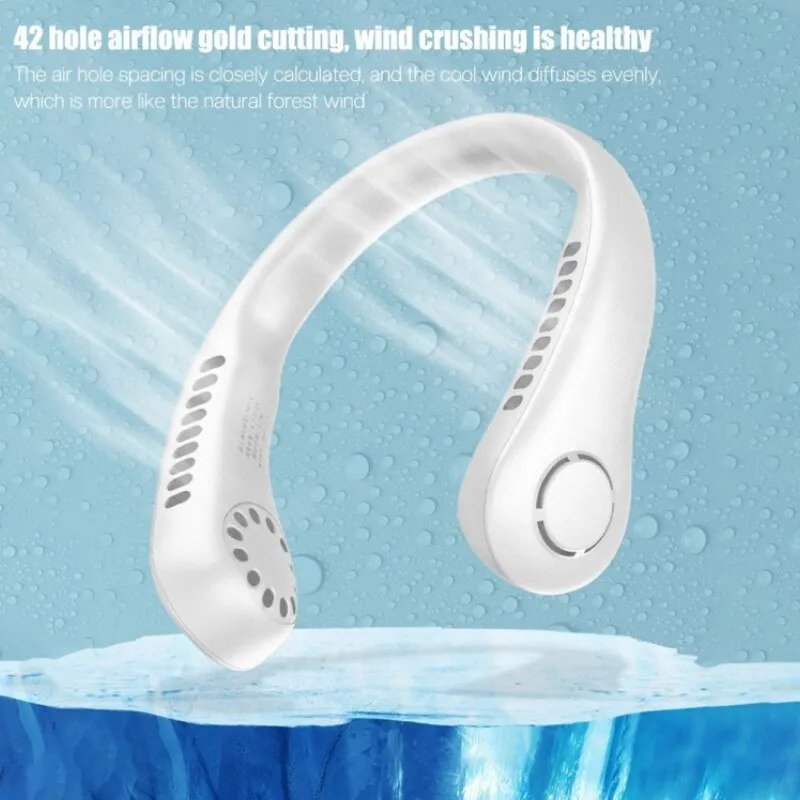Mini Neck Portable No Bladeless Hanging Neck Rechargeable Air Cooler Mini Summer Sport Fan (Random Colors) - Image 3