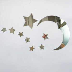 15 stars and 1 moon Silver Acrylic Wall Stickers / Stickers Decals for Kids Girls Bedroom Bathroom Playroom