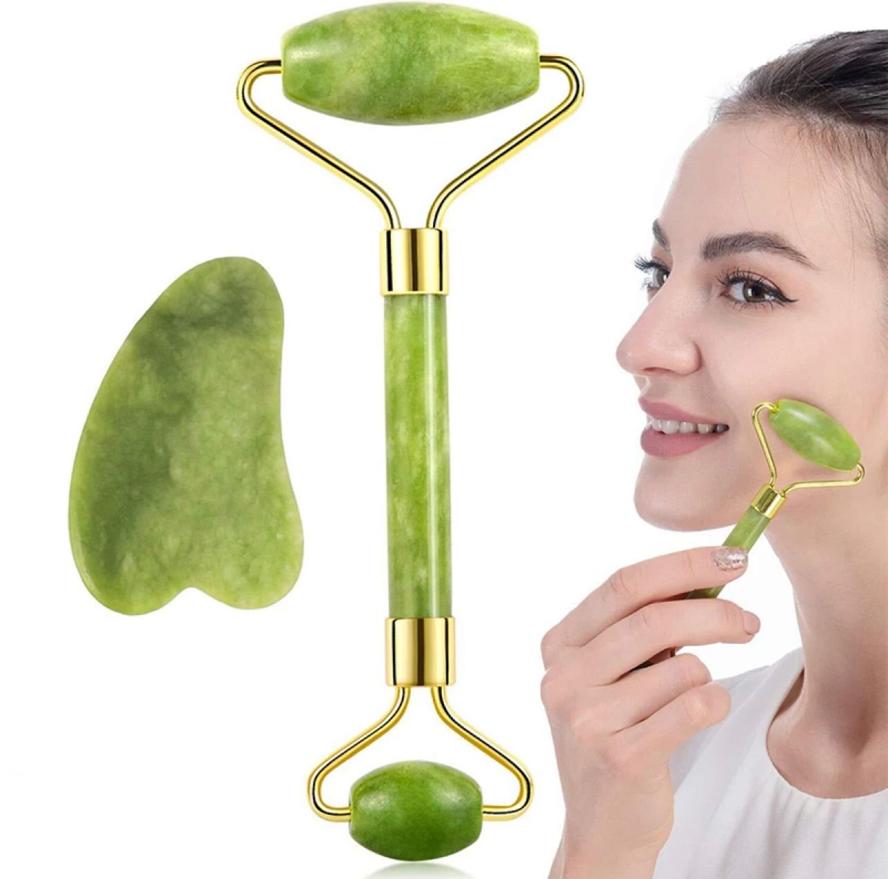 Flawless Jade Roller With Guasha (Marble Stone) Stimulates healthier skin - Image 5