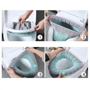 1Pc - Warm Toilet Seat Cover Soft Stretchable Cushioned Seat Pad Cozy Washable Universal Fit Warmth Protector For…
