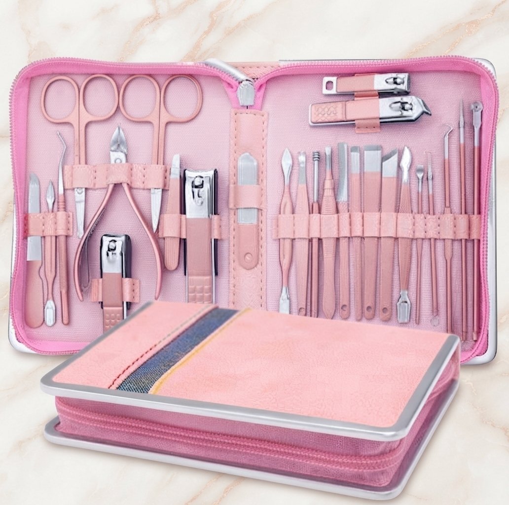 26 In 1 Professional Manicure Set Nail Clipper Kit Pedicure Grooming Tools Portable Travel Case