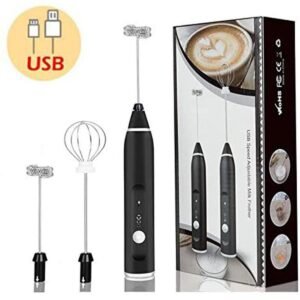 Handheld Electric Milk Frother Whisk Egg Beater USB Rechargeable Coffee Blender Household Milk Shaker Mixer Foamer…