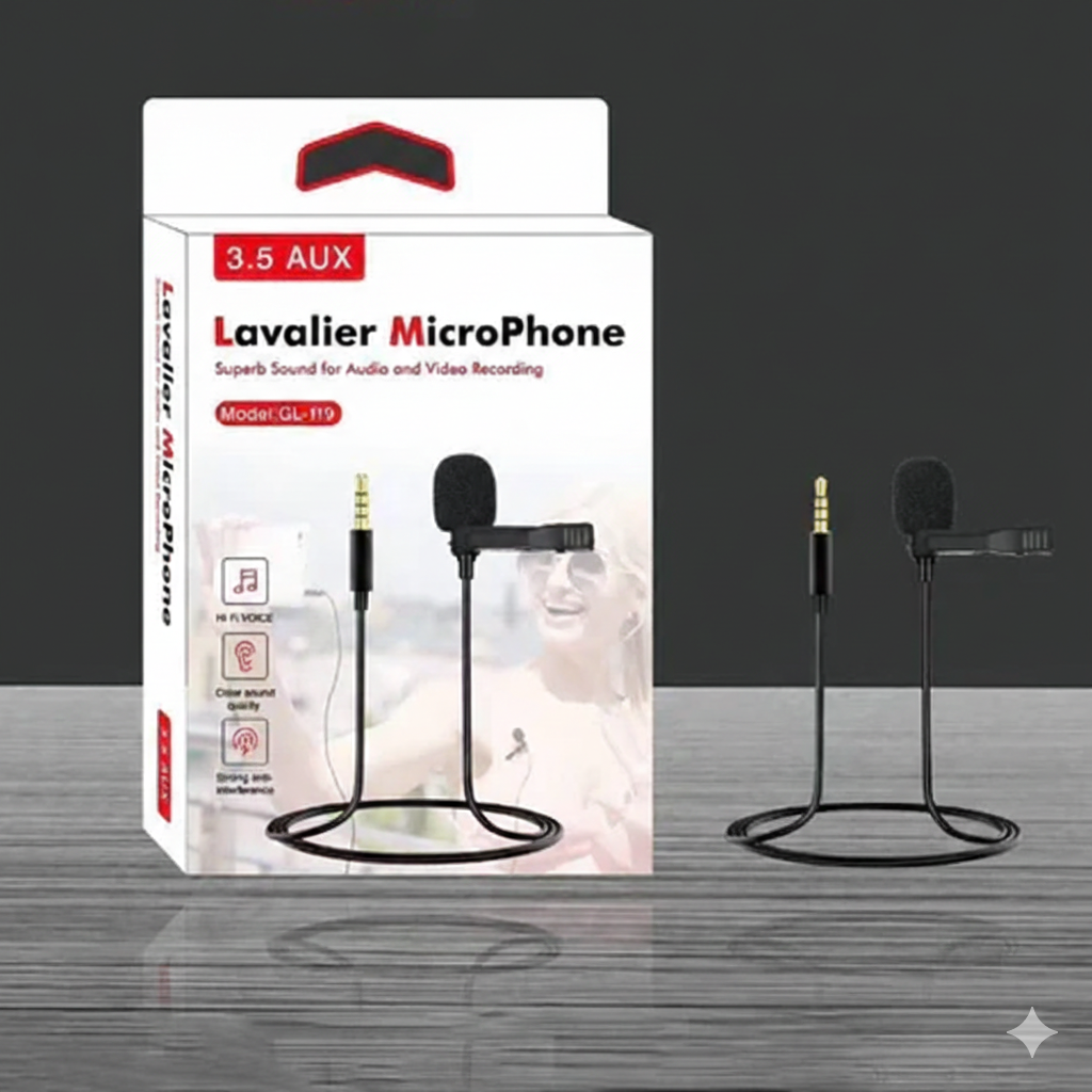 Professional Tiktok3.5 AUX Microphone Micro - Cravate Mic Lavalier Single Mic - Black - Image 2