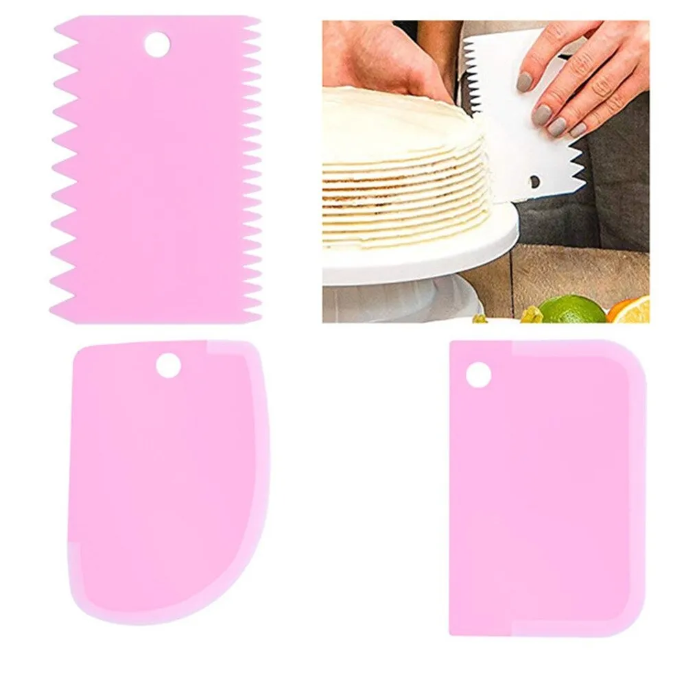 3PCS/Set DIY Cake Cream Scraper Set Cake Decorating Tools Multifunctional Irregular Teeth Edge Kitchen Baking… - Image 2