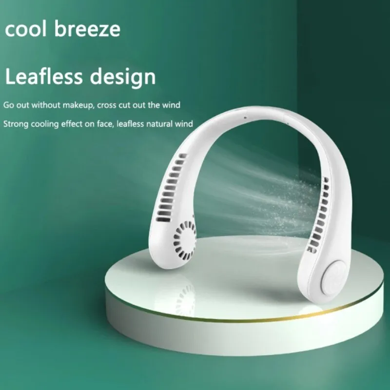 Mini Neck Portable No Bladeless Hanging Neck Rechargeable Air Cooler Mini Summer Sport Fan (Random Colors) - Image 2