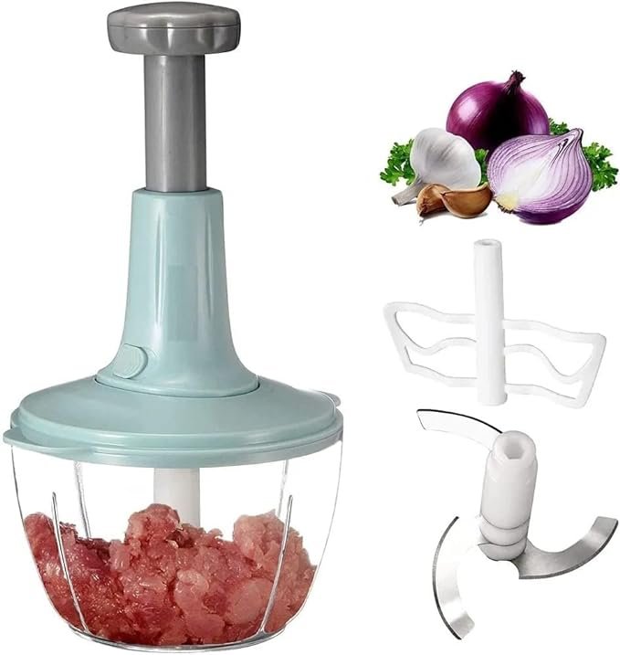 Manual Hand Push Chopper | Multi - functional Vegetable Meat Grinder, Grater, Chopper - 1.5 Liter (Random Color) - Image 4