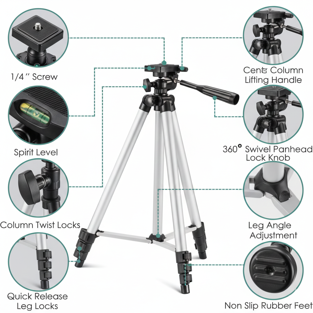 Tripod 3110 Portable Adjustable Aluminium Lightweight Camera Stand Tripod, with 3 - Dimensional Head and Quick… - Image 5