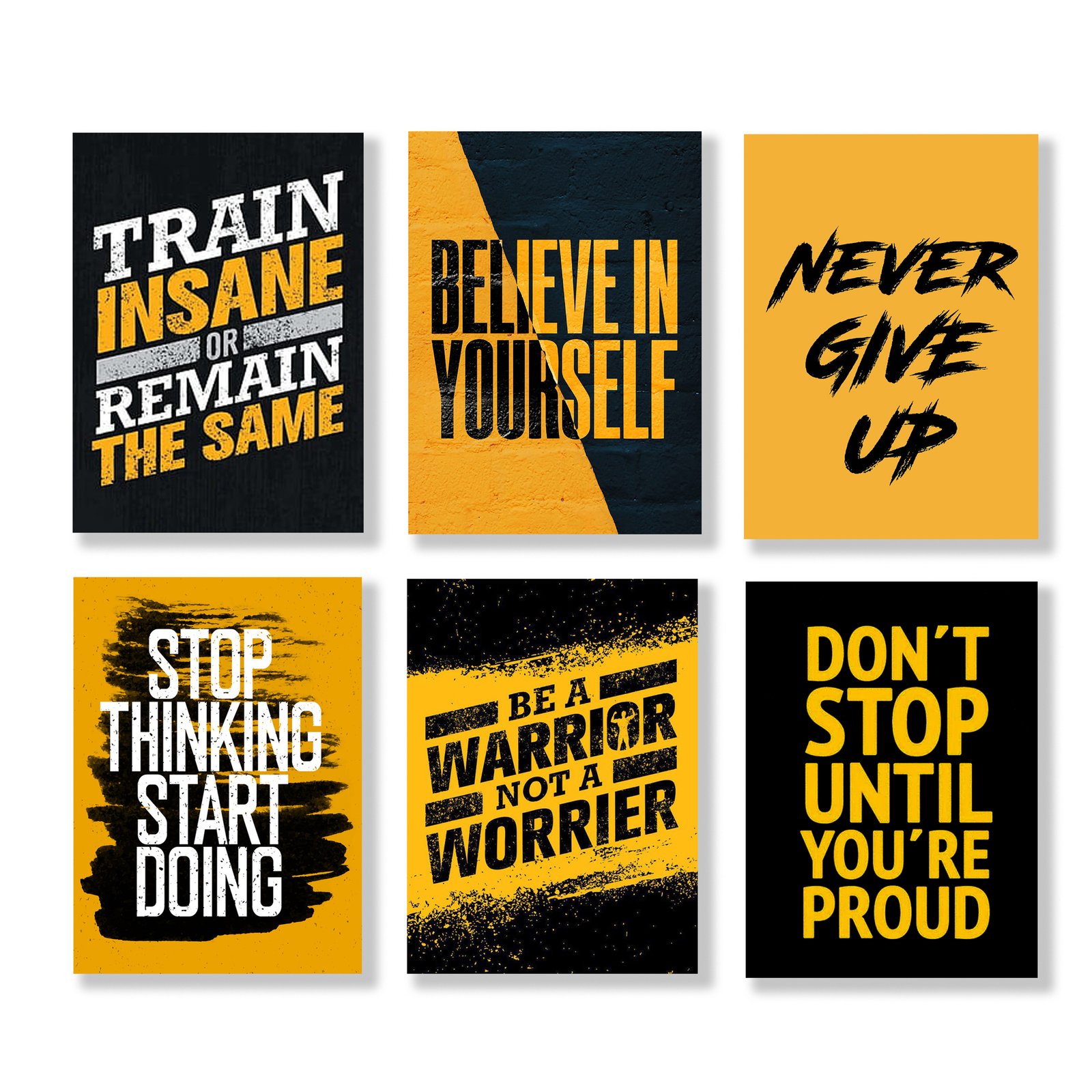 set of 6 Motivational wooden canvas frames for wall decore / sticky phototiles