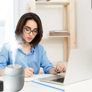Humidier with Warm LED Outline USB Portable Air Humidifier Essential Oil Diffuser Modes Auto Off With LED Light…