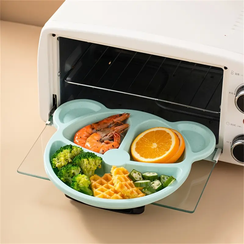 5 Pcs Bear Plate Set - Cartoon compartment dinner plate | Includes Divided Plate, Fork & Spoon, Perfect For… - Image 4