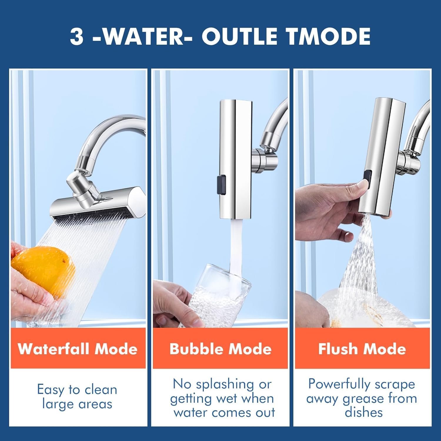 Multifunctional Kitchen Sink Waterfall Faucet Pressurized Shower Bubbler Splash - proof 4 Modes Spout Bathroom… - Image 3
