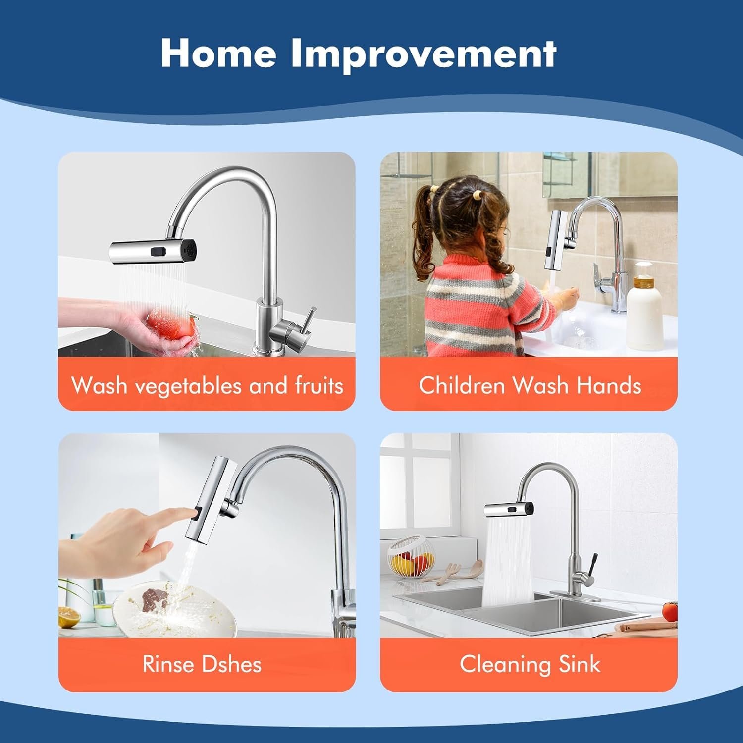 Multifunctional Kitchen Sink Waterfall Faucet Pressurized Shower Bubbler Splash - proof 4 Modes Spout Bathroom… - Image 2