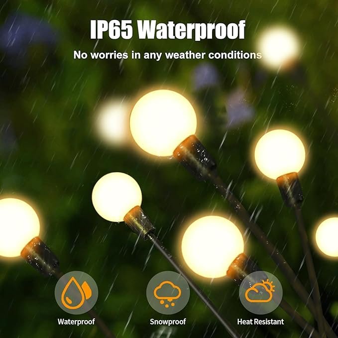 10 Lights - LED Solar Powered Firefly Light Outdoor Waterproof Solar Garden Light Decorative Swaying Wind Dancing… - Image 5