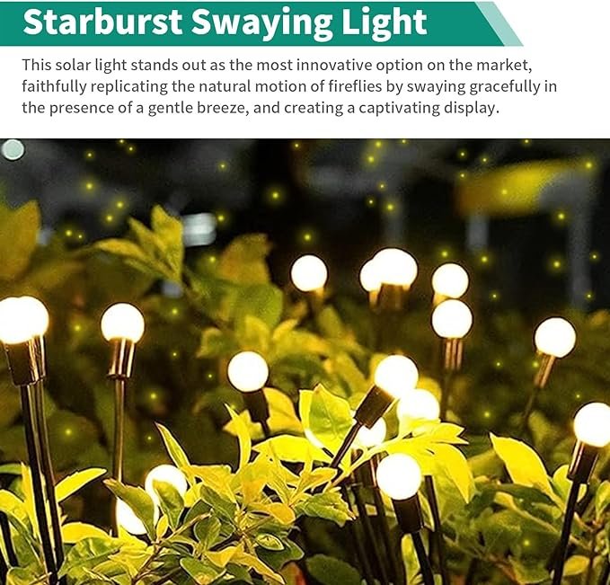 10 Lights - LED Solar Powered Firefly Light Outdoor Waterproof Solar Garden Light Decorative Swaying Wind Dancing… - Image 4