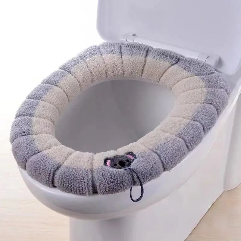 1Pc - Warm Toilet Seat Cover Soft Stretchable Cushioned Seat Pad Cozy Washable Universal Fit Warmth Protector For… - Image 4