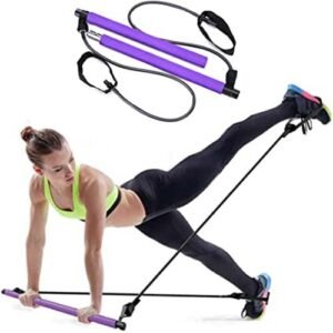 Portable Pilates Studio Yoga Gym Exercise Resistance Band Elastic Home Pilates Bar Stick Fitness Rope(Random…