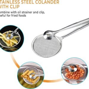 2 IN 1 FRYING TONG | Imported Small Multi - functional 2 in 1 Fry Tool Filter Spoon Strainer With Clip, Oil Frying…