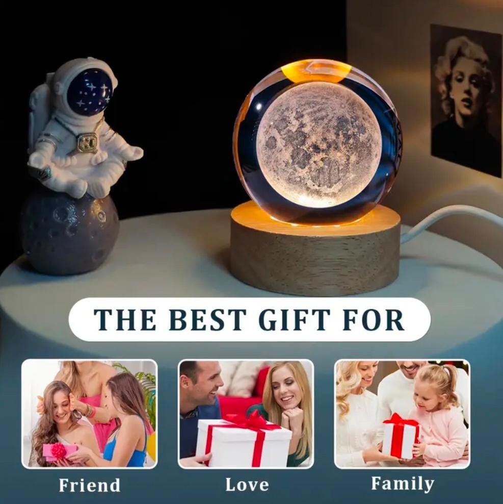 3D Galaxy Crystal Ball Night Light for Kids with USB Table Colorful LED Wooden Light Base, Birthday Gift for Teens…